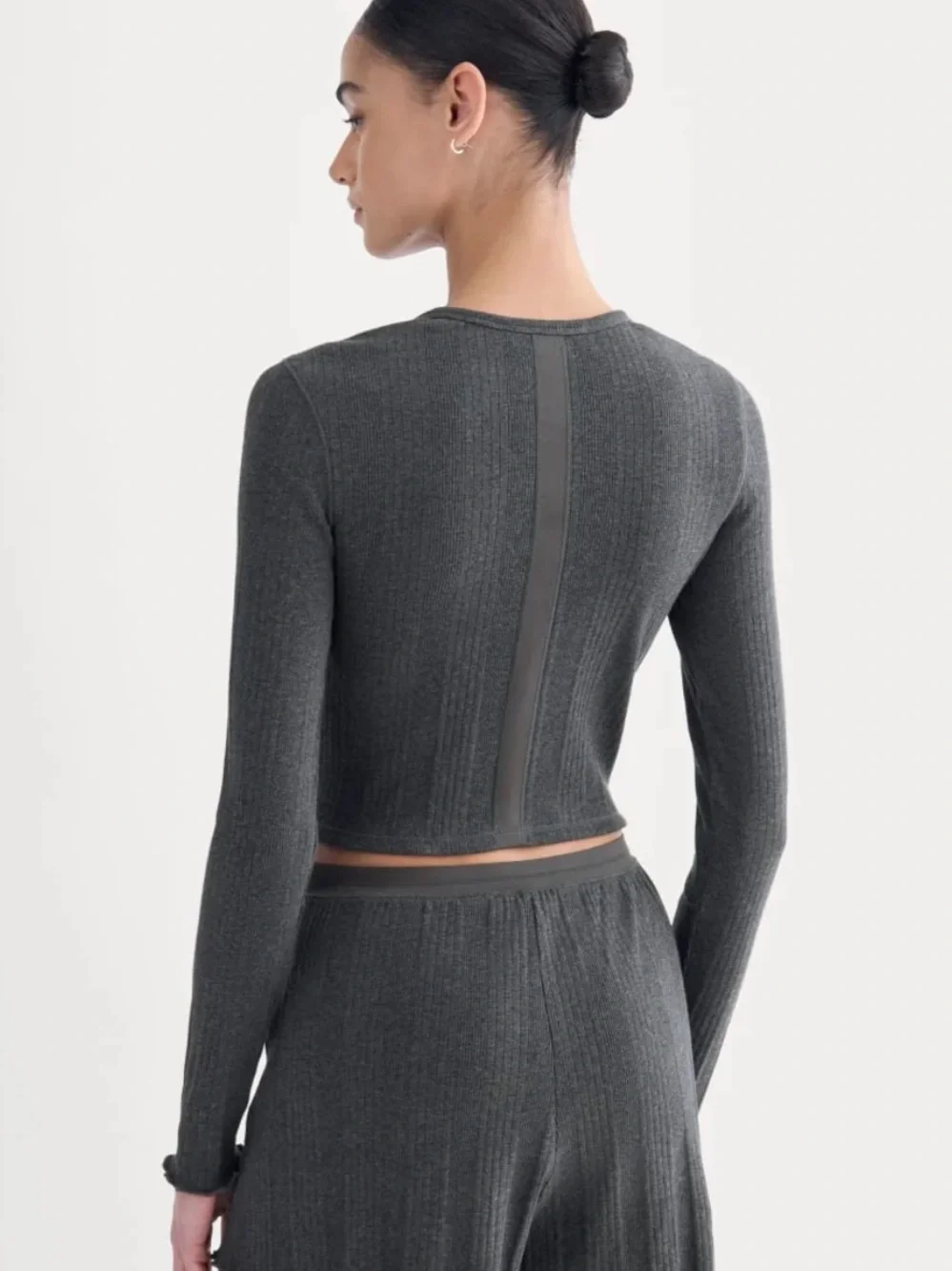 Everlane Lounge Rib Cropped Shirt - Gray